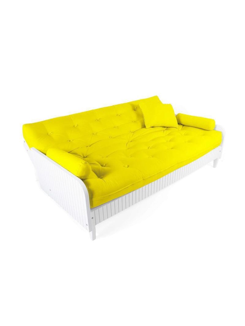 Sofá Cama Paris Ripado Branco Acquablock Amarelo Nobre