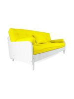 Sofá Cama Paris Ripado Branco Acquablock Amarelo Nobre