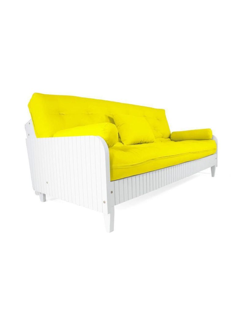 Sofá Cama Paris Ripado Branco Acquablock Amarelo Nobre