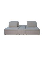 Sofá Ilha Modulado 230cm Divan Boucle Suave Bege Claro Com Pés Em Madeira Linha Premium