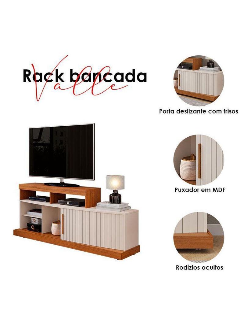 Rack Bancada Para Sala Ambiente Valle Freijó Off White ? Dj Móveis