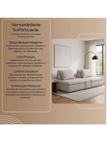 Sofá Ilha Modulado 230cm Divan Boucle Suave Bege Claro Com Pés Em Madeira Linha Premium