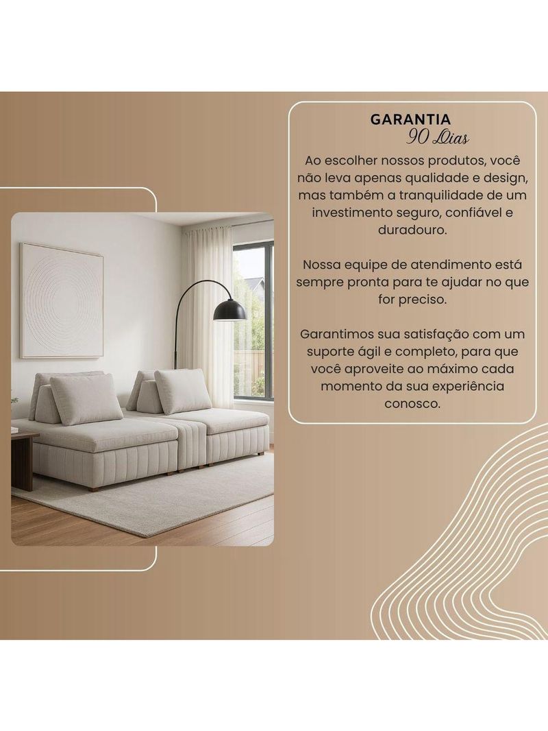 Sofá Ilha Modulado 230cm Divan Boucle Suave Bege Claro Com Pés Em Madeira Linha Premium