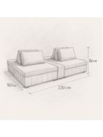 Sofá Ilha Modulado 230cm Divan Boucle Suave Bege Claro Com Pés Em Madeira Linha Premium