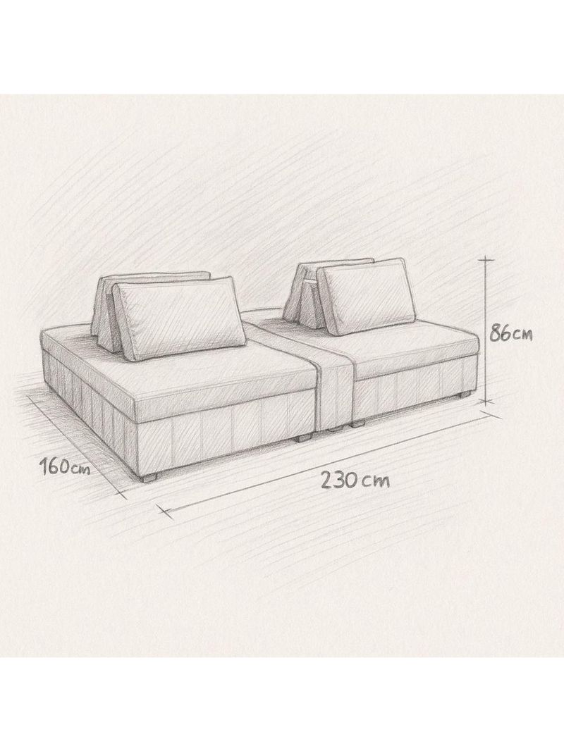 Sofá Ilha Modulado 230cm Divan Boucle Suave Bege Claro Com Pés Em Madeira Linha Premium