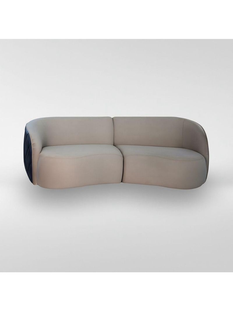 Sofá Organico Modulado Bipartido Curvo 288cm 3 Lugares Viena Linha Premium Veludo E Courino