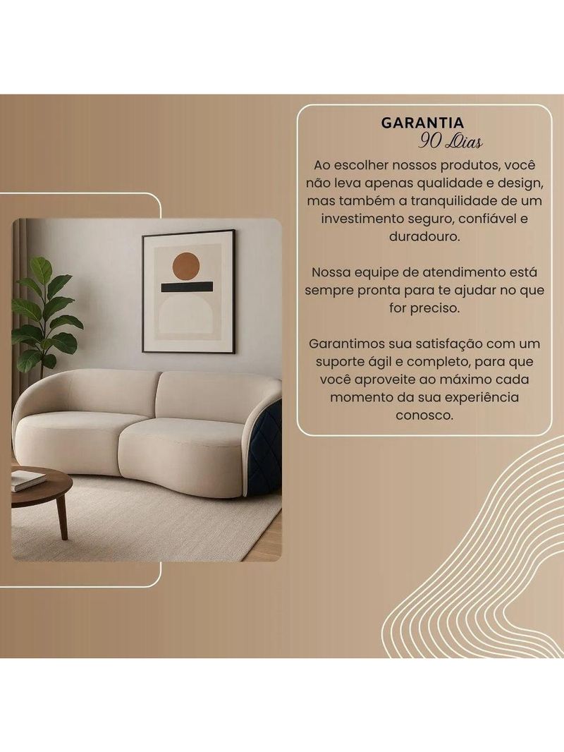 Sofá Organico Modulado Bipartido Curvo 318cm 3 Lugares Viena Linha Premium Veludo E Courino