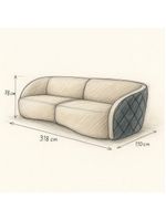 Sofá Organico Modulado Bipartido Curvo 318cm 3 Lugares Viena Linha Premium Veludo E Courino