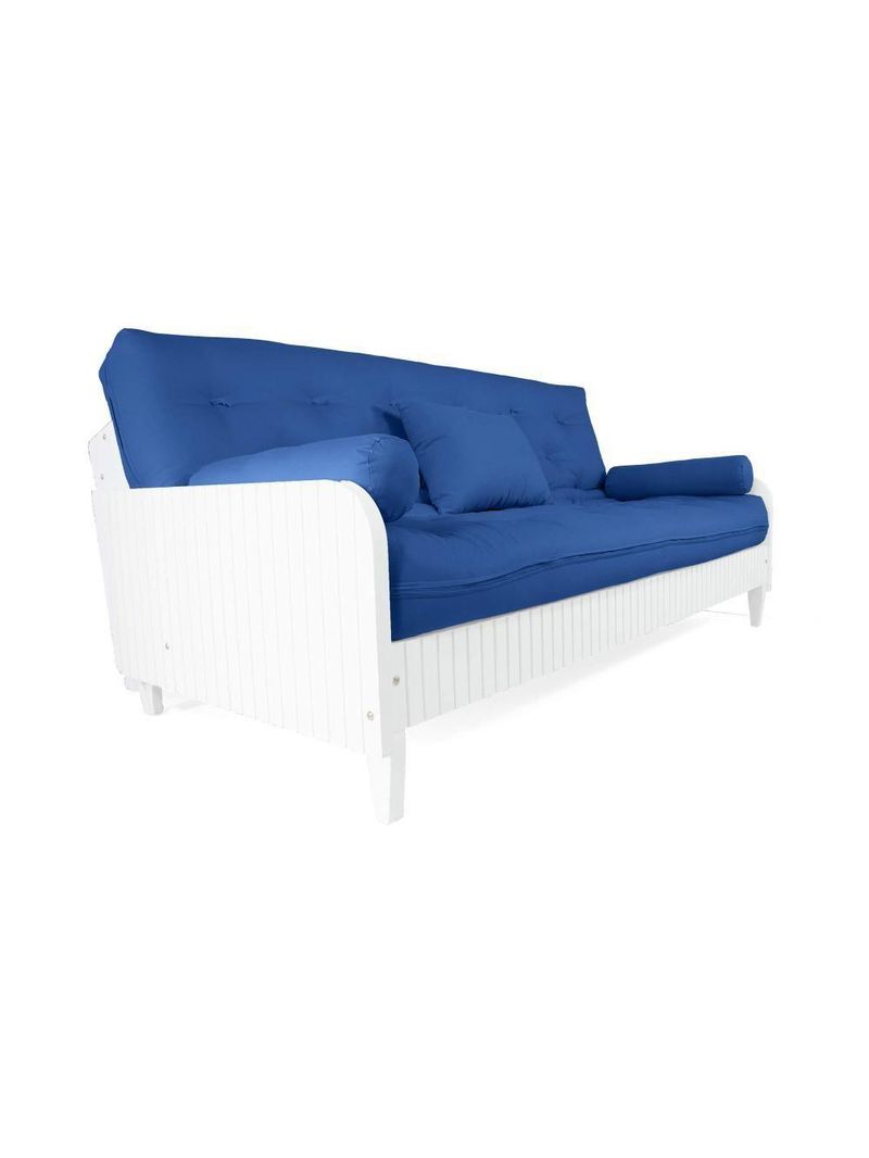 Sofá Cama Paris Ripado Branco Acquablock Azul Royal Nobre