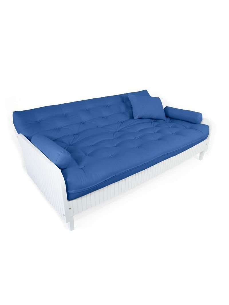 Sofá Cama Paris Ripado Branco Acquablock Azul Royal Nobre
