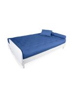 Sofá Cama Paris Ripado Branco Acquablock Azul Royal Nobre
