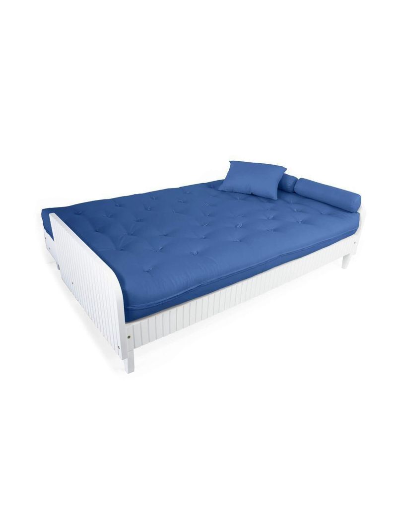 Sofá Cama Paris Ripado Branco Acquablock Azul Royal Nobre