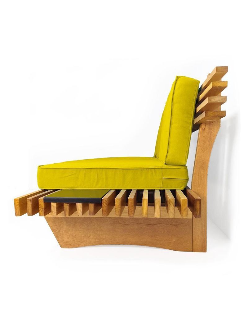 Sofá 2 Lugares Xangai Madeira Nobre Amarelo Sala Moderna