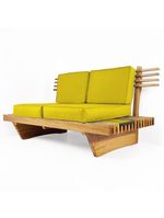 Sofá 2 Lugares Xangai Madeira Nobre Sala Moderna - Amarelo Amarelo