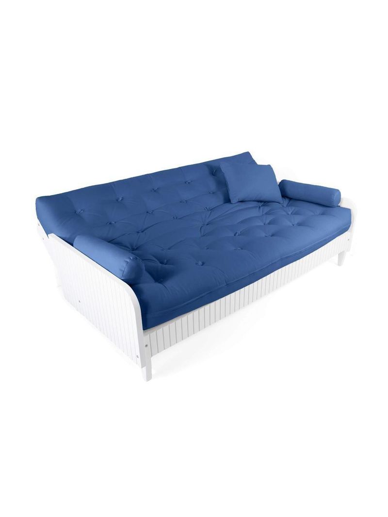 Sofá Cama Paris Ripado Branco Acquablock Azul Royal Nobre