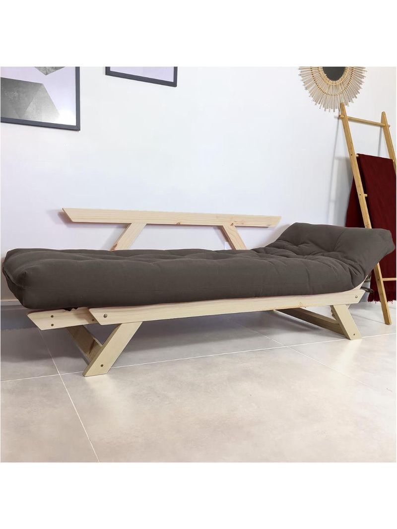 Sofá Japão Futon Acquablock Chumbo Em Madeira Maciça