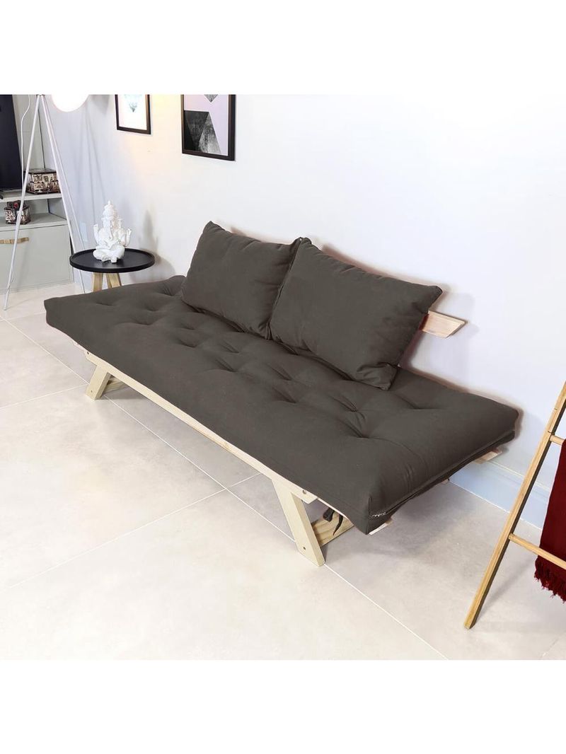 Sofá Japão Futon Acquablock Chumbo Em Madeira Maciça
