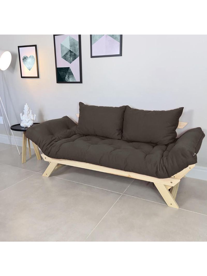 Sofá Japão Futon Acquablock Chumbo Em Madeira Maciça