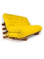 Sofá Cama Casal Futon Oriental Amarelo Com Madeira Nobre