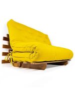Sofá Cama Casal Futon Oriental Amarelo Com Madeira Nobre