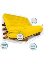 Sofá Cama Casal Futon Oriental Amarelo Com Madeira Nobre