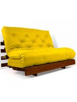 Sofá Cama Casal Futon Tokio Amarelo Madeira Maciça Imbuia