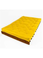 Sofá Cama Casal Futon Tokio Amarelo Madeira Maciça Imbuia