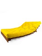 Sofá Cama Casal Futon Tokio Amarelo Madeira Maciça Imbuia