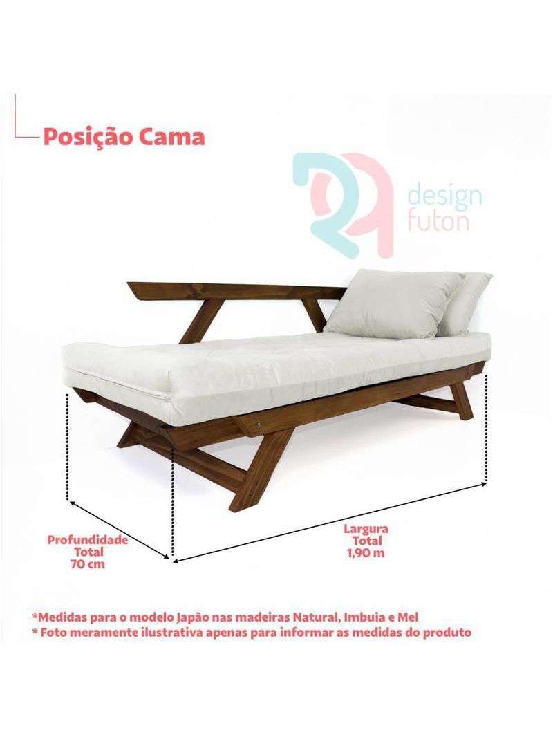 Sofá Japão Futon Acquablock Chumbo Em Madeira Maciça