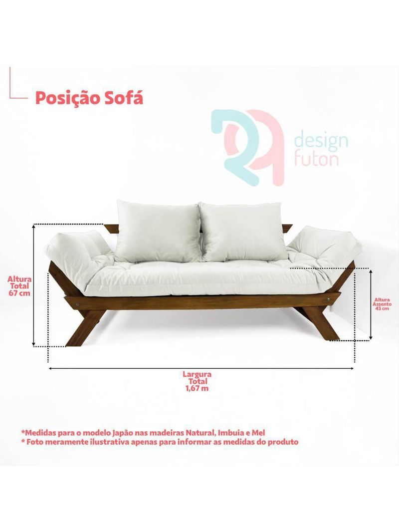 Sofá Japão Futon Acquablock Chumbo Em Madeira Maciça