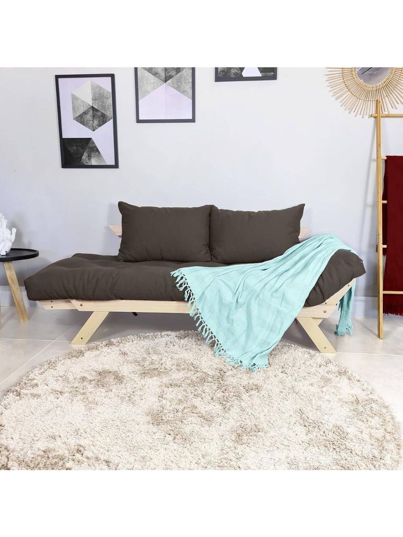 Sofá Japão Futon Acquablock Chumbo Em Madeira Maciça