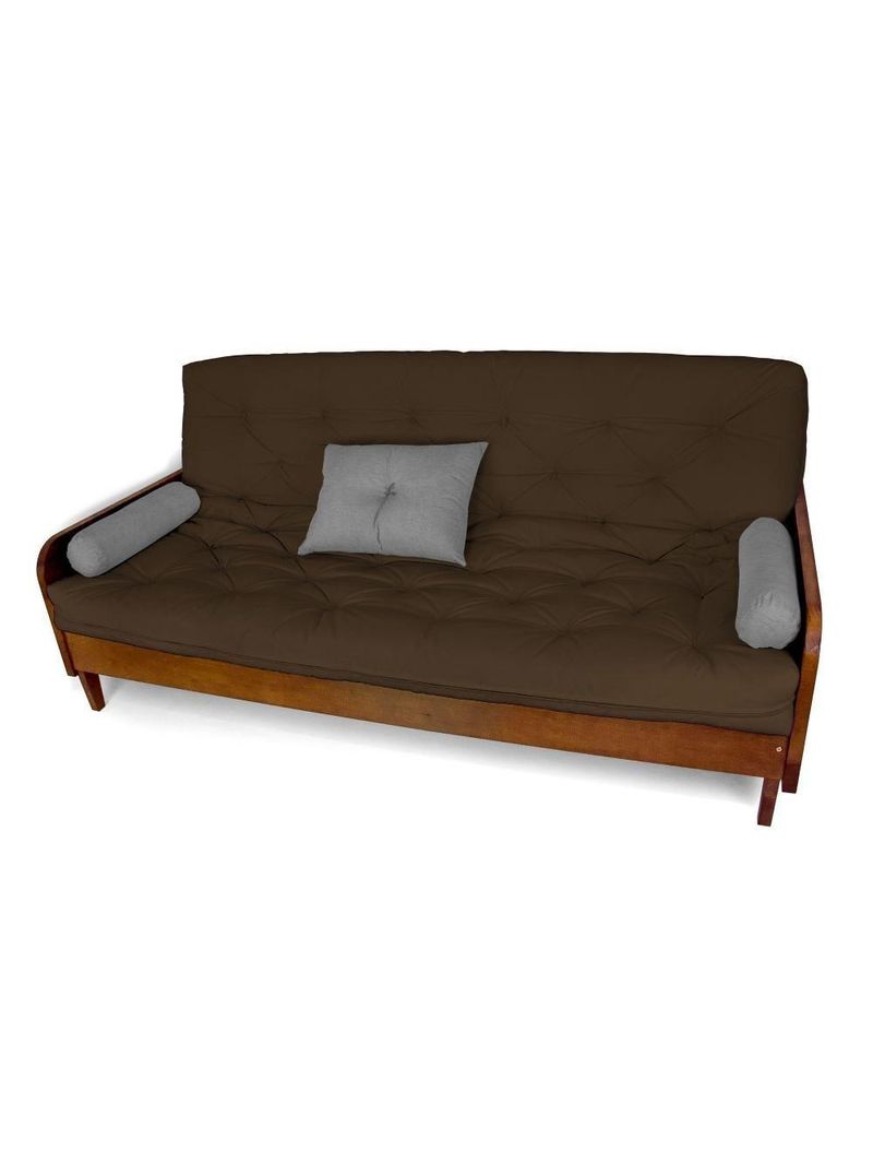 Sofá Cama Paris Acquablock Marrom Madeira Maciça Cor Imbuia