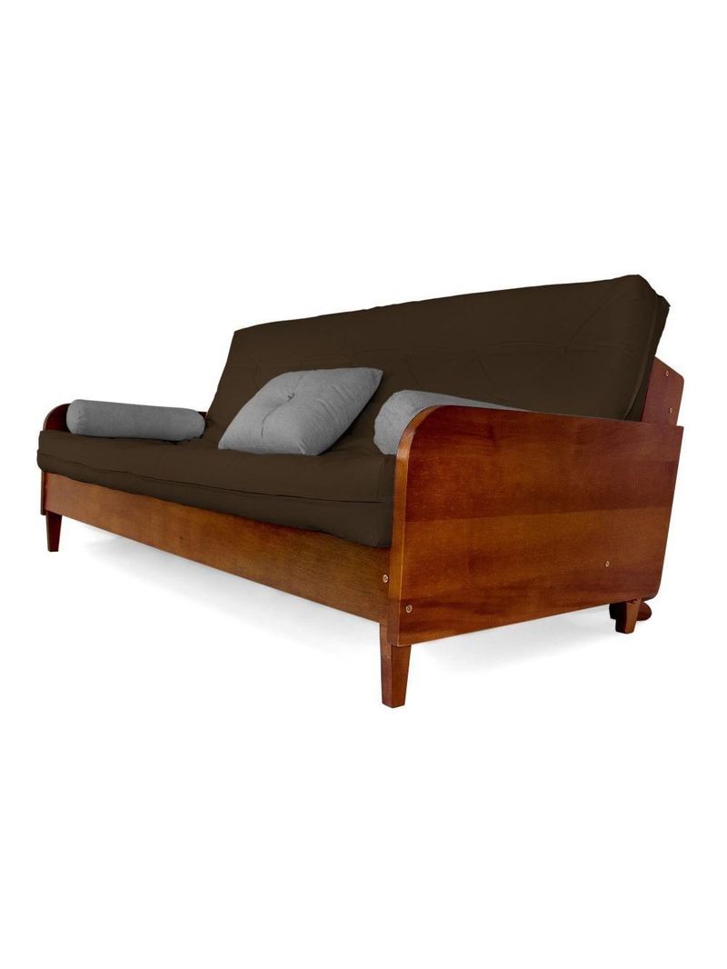 Sofá Cama Paris Acquablock Marrom Madeira Maciça Cor Imbuia