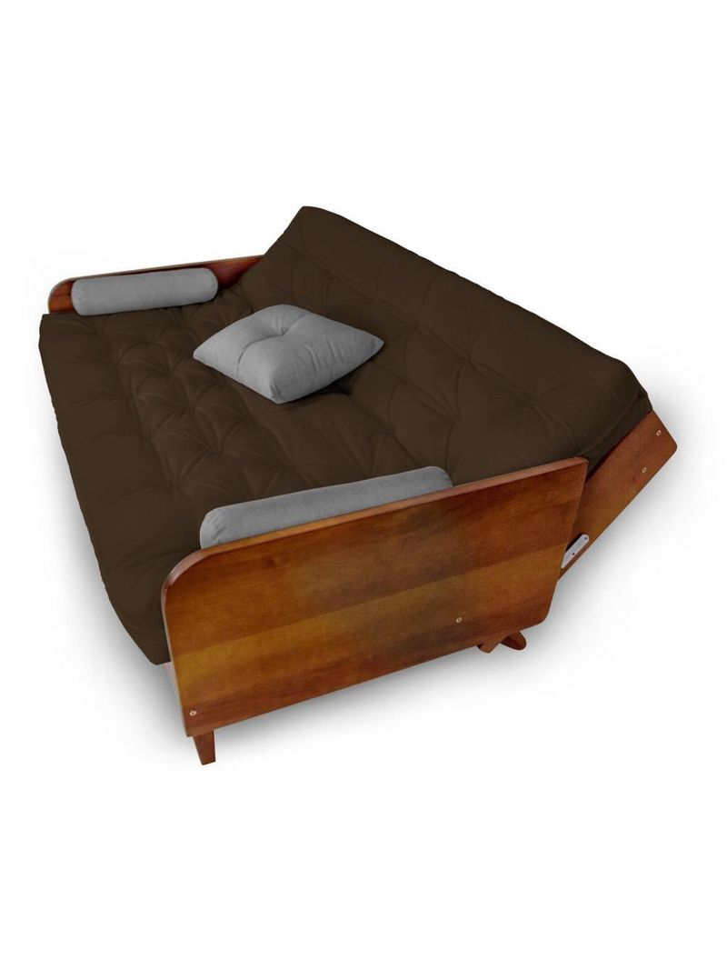 Sofá Cama Paris Acquablock Marrom Madeira Maciça Cor Imbuia