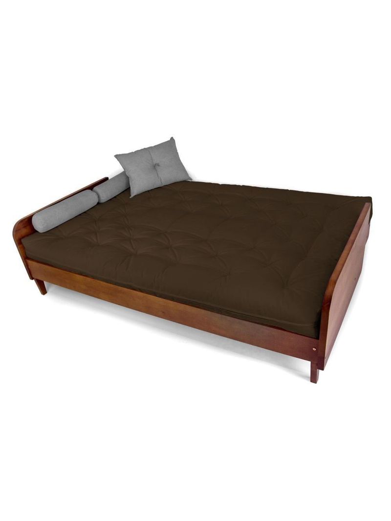 Sofá Cama Paris Acquablock Marrom Madeira Maciça Cor Imbuia