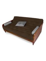 Sofá Cama Paris Acquablock Marrom Madeira Maciça Cor Imbuia