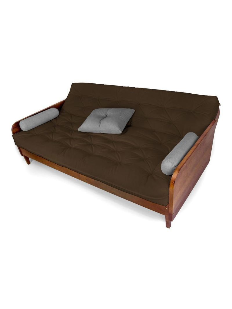 Sofá Cama Paris Acquablock Marrom Madeira Maciça Cor Imbuia