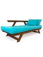 Sofá Japão Futon Azul Turquesa Madeira Maciça Imbuia