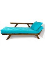 Sofá Japão Futon Azul Turquesa Madeira Maciça Imbuia