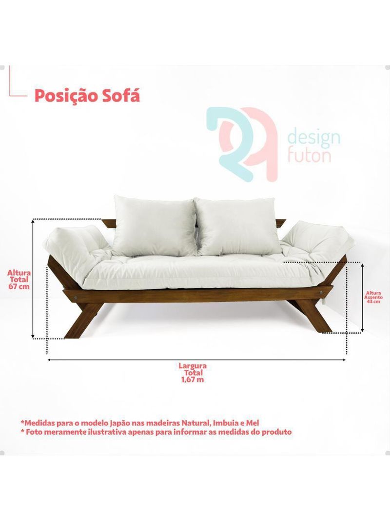 Sofá Japão Futon Azul Turquesa Madeira Maciça Imbuia