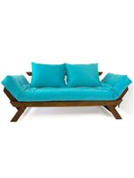 Sofá Japão Futon Azul Turquesa Madeira Maciça Imbuia