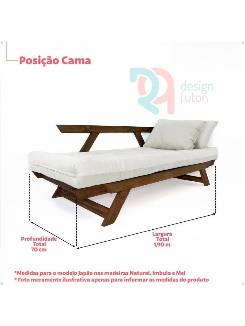 Sofá Japão Futon Azul Turquesa Madeira Maciça Imbuia