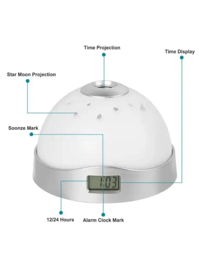 Relogio Projetor Luminaria Ceu Estrelado Despertador Infantil Abajur Luz Noturna Astronauta Galaxia Led