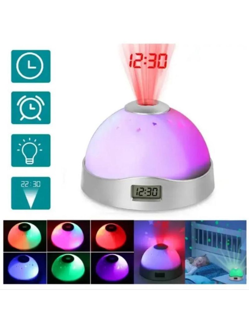 Relogio Projetor Luminaria Ceu Estrelado Despertador Infantil Abajur Luz Noturna Astronauta Galaxia Led