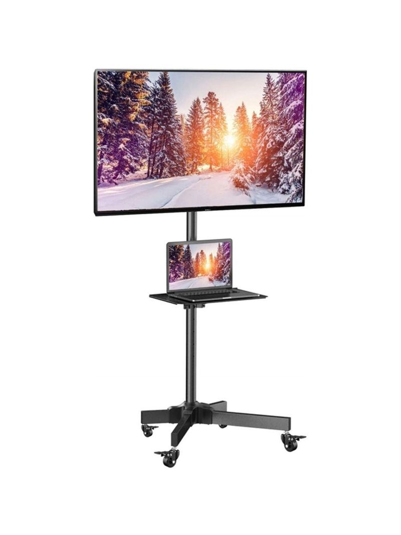 Suporte Para Tv De Chao Com Rodinhas Estante Para Monitor Televisao Universal Com Prateleira Ate 65 Polegadas Estante Pe