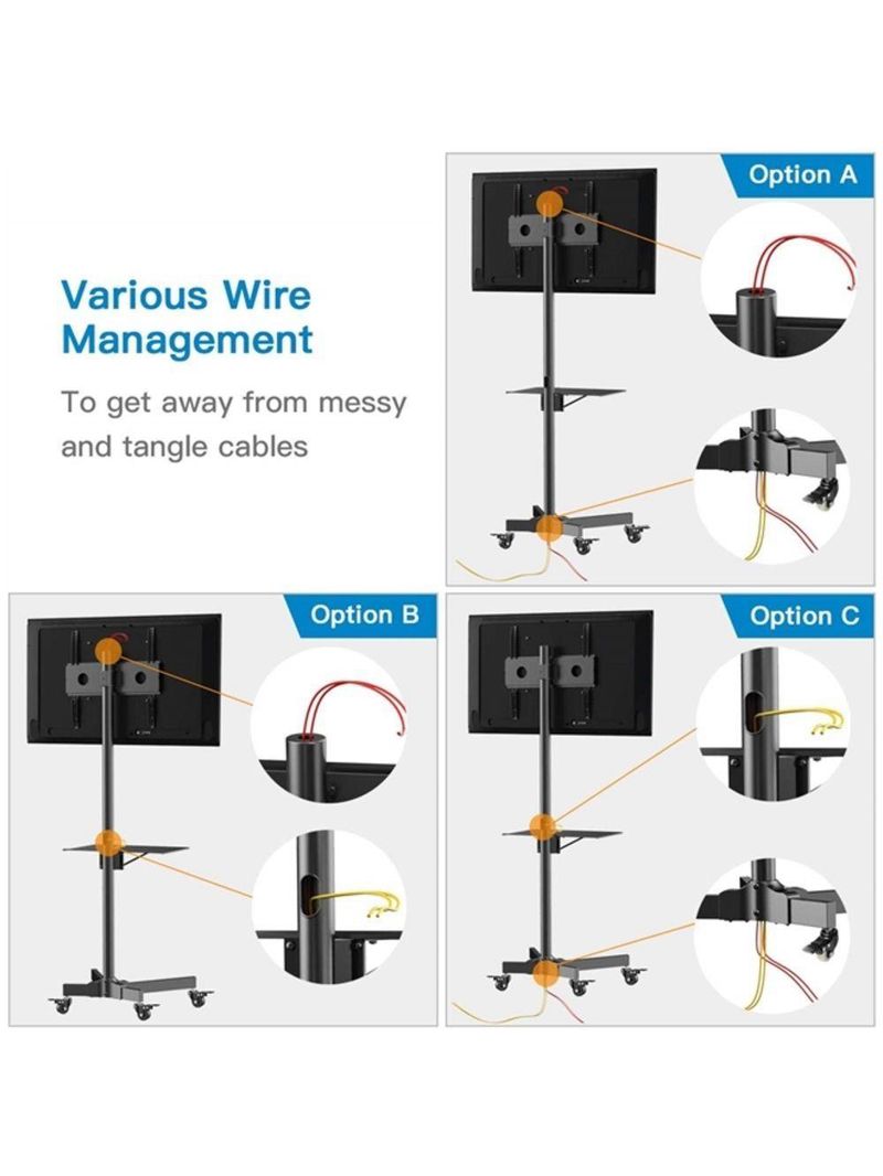 Suporte Para Tv De Chao Com Rodinhas Estante Para Monitor Televisao Universal Com Prateleira Ate 65 Polegadas Estante Pe