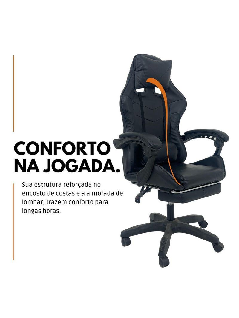 Cadeira Gamer Stillus Ergonômica-Apoio Para Os Pés - Preto