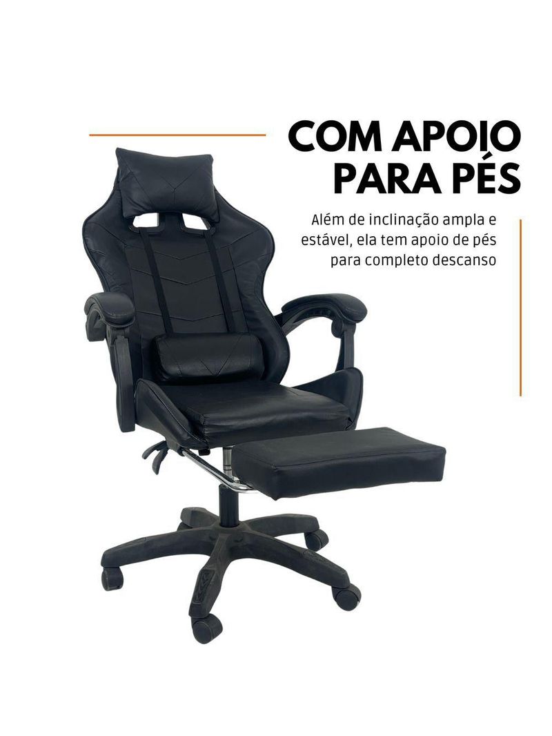 Cadeira Gamer Stillus Ergonômica-Apoio Para Os Pés - Preto