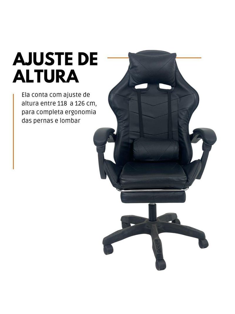 Cadeira Gamer Stillus Ergonômica-Apoio Para Os Pés - Preto