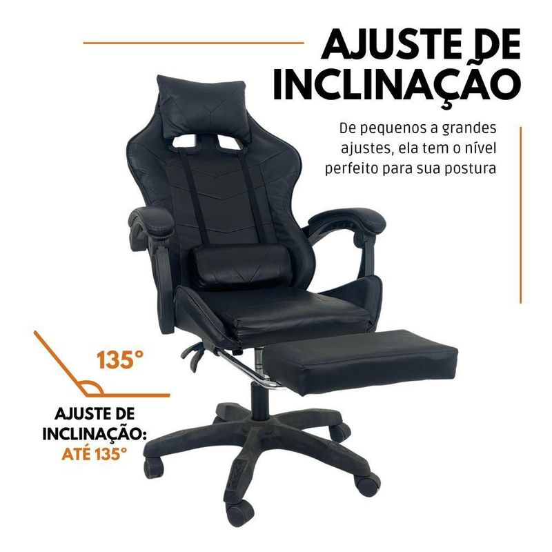 Cadeira Gamer Stillus Ergonômica-Apoio Para Os Pés - Preto